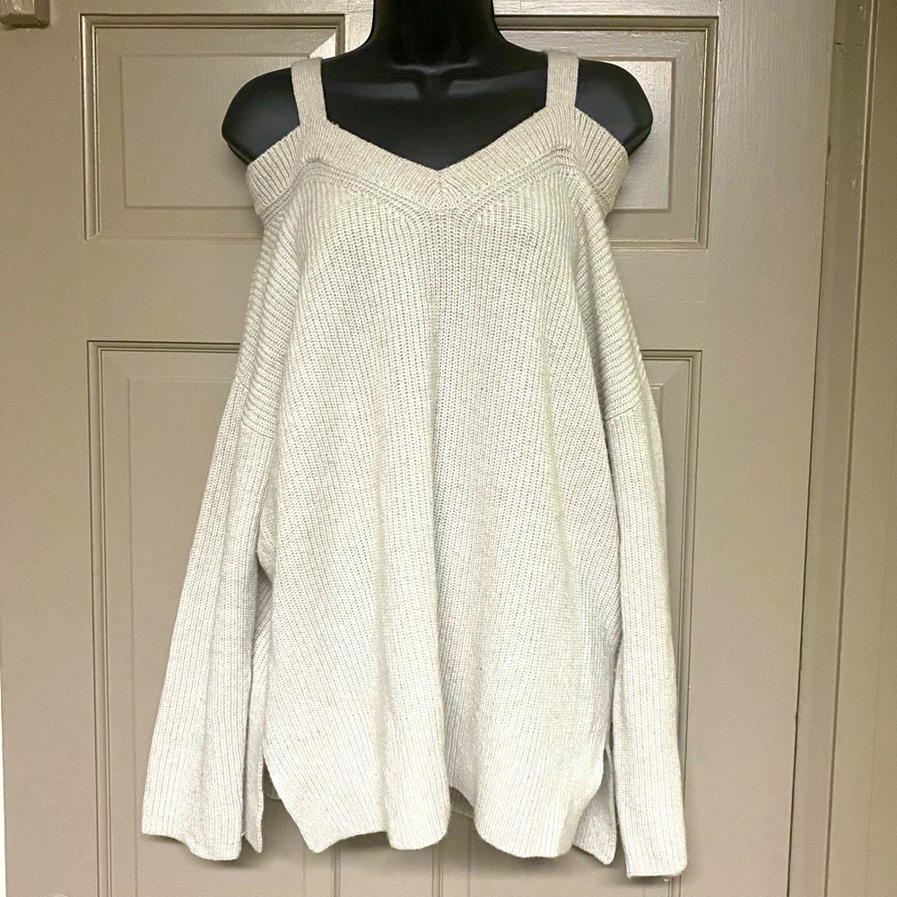 ALL SAINTS Off the shoulder cream sweater